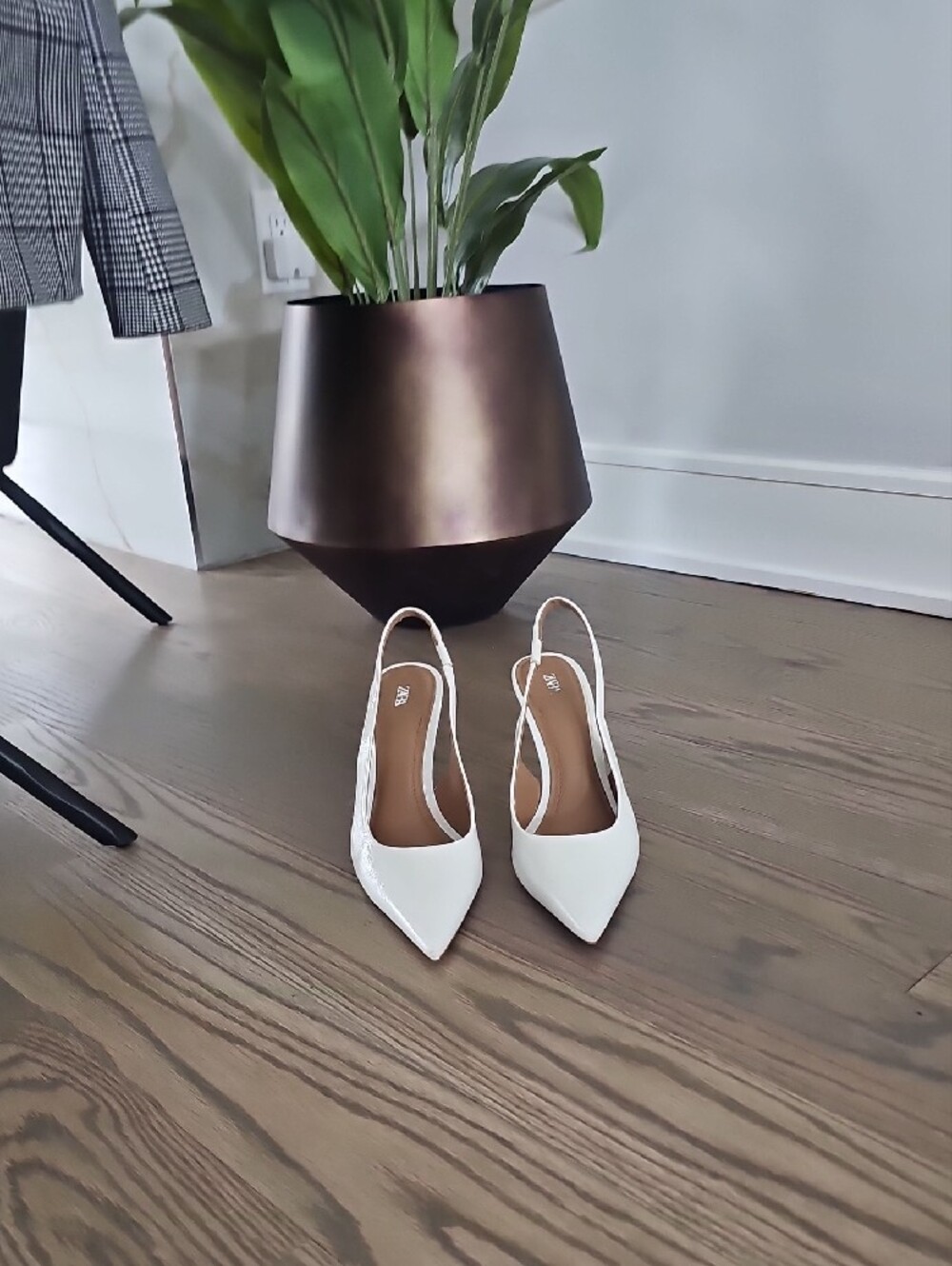 Zara White Sculpted Slingback Wedge Heels - Picture 3 of 6